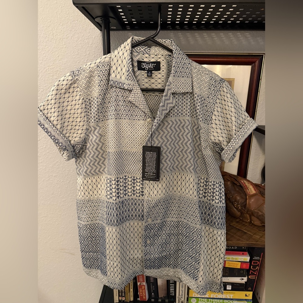 Eighty Eight Men's Casual Shirt - Navy and White